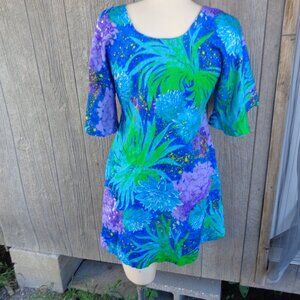 NOS Vtg Hawaiian 1960s Go Go Mini Dress Two Potatoes
